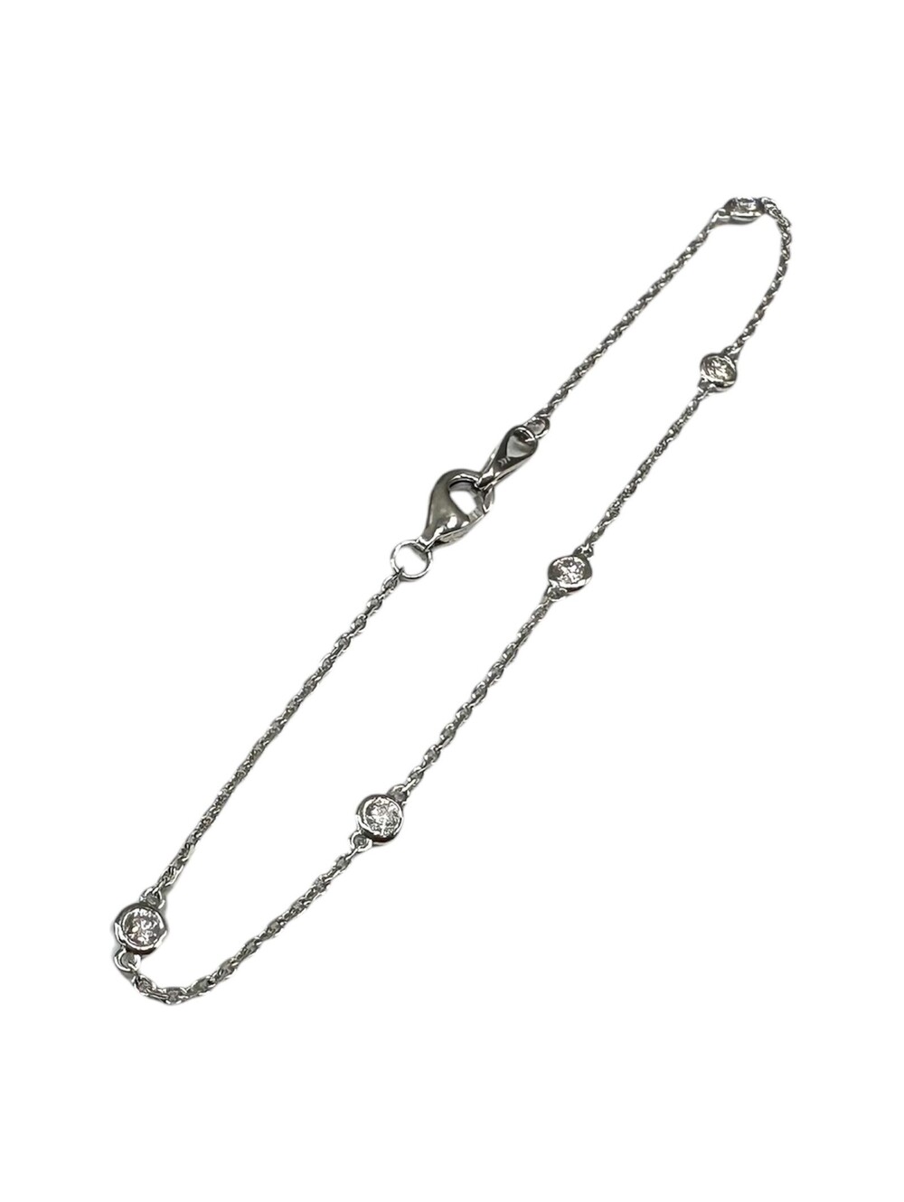 Diamond Station Bracelet in 14kt White Gold – 0.22ctw, 7in, New